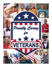 Proudly caring for our veterans sign